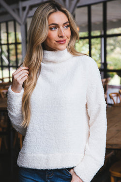 Ashlynn Fuzzy Solid Knit Top, Cream