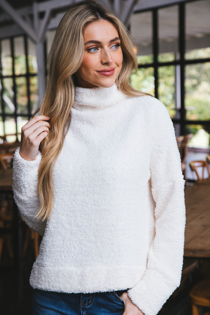 Ashlynn Fuzzy Solid Knit Top, Cream