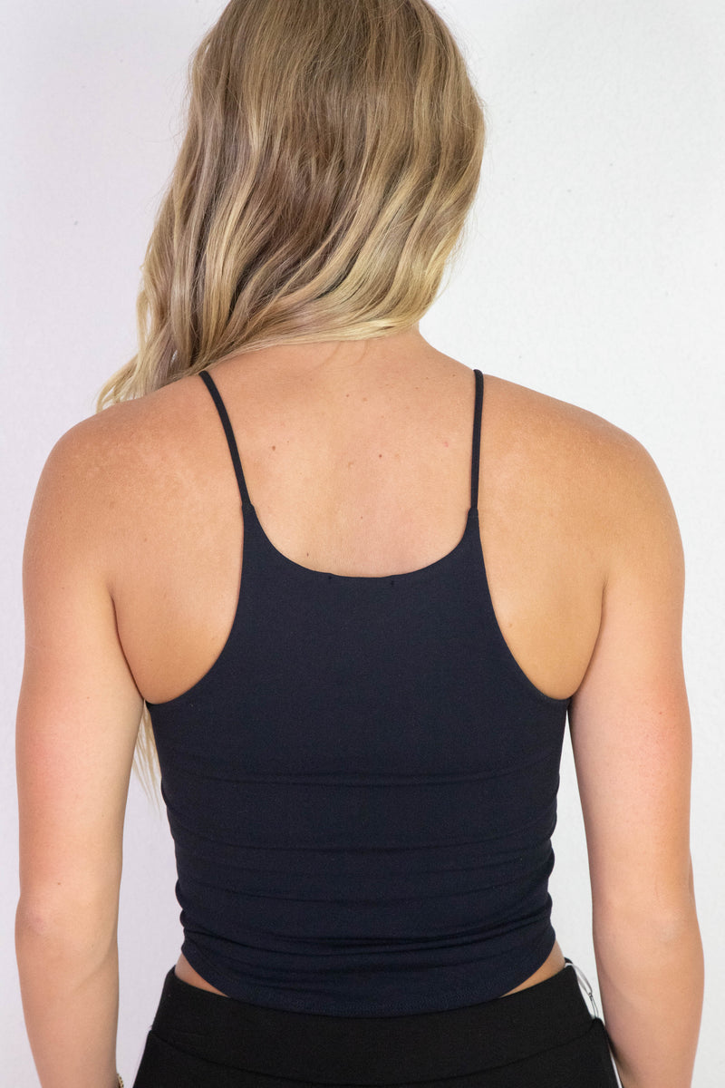 Shiloh Round Hem Racer Cami, Black