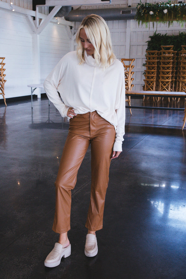 Gomez Faux Leather Pant, Camel | Buddy Love