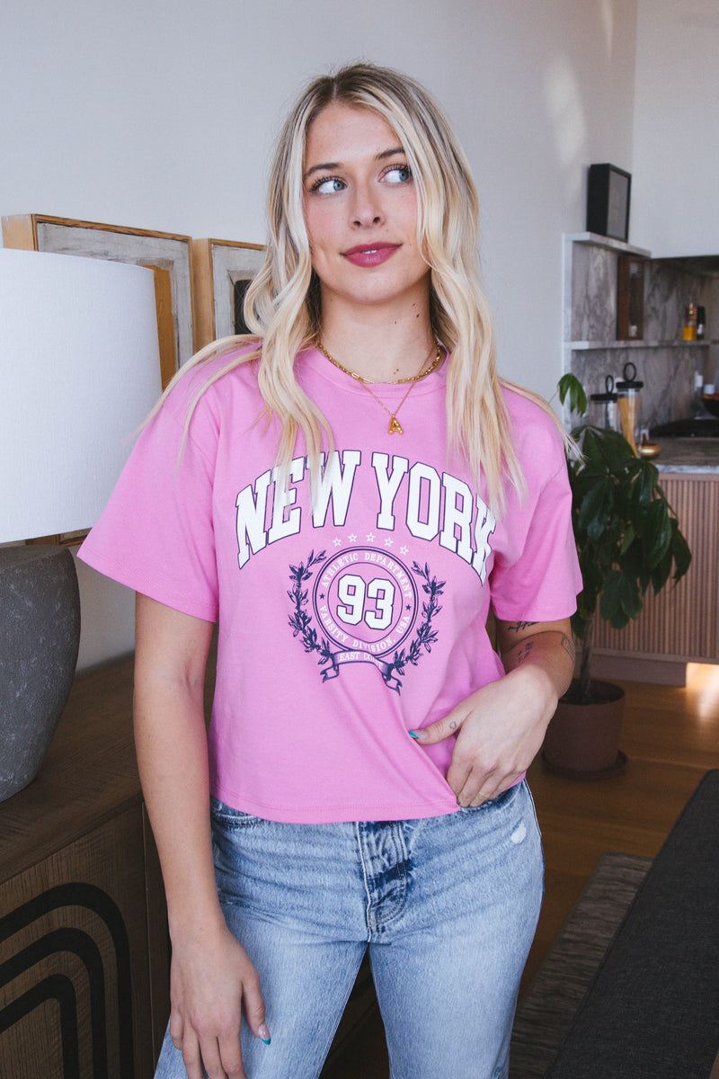 New York Athletic Department Graphic Tee, Pink