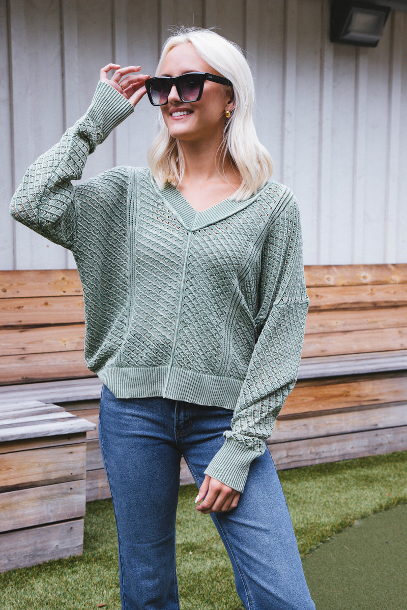 Chris Crochet Sweater, Sage