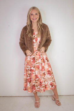 Martha Faux Fur Crop Blazer, Mocha
