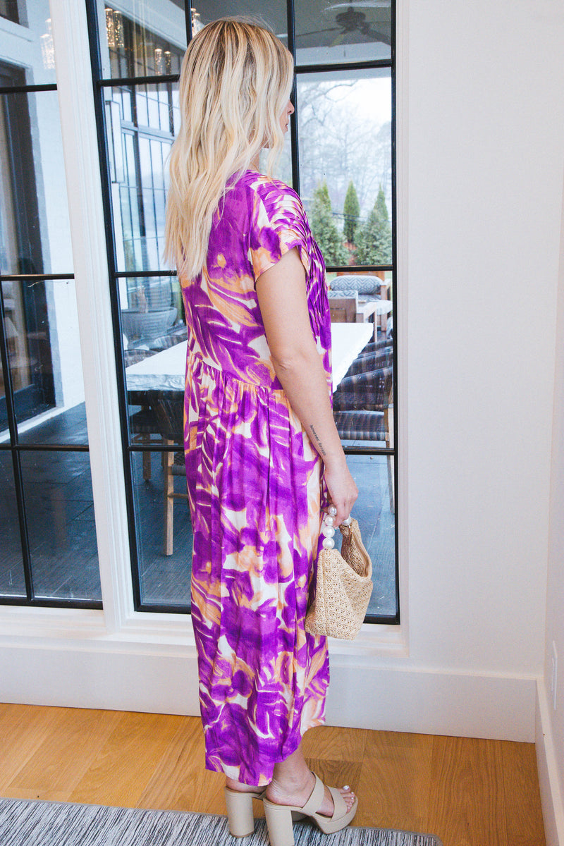 Journee Pintuck Midi Dress, Purple
