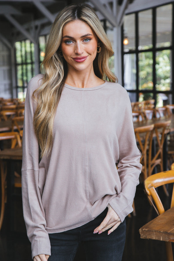 Sadie Oversized Soft Knit Top, Mocha