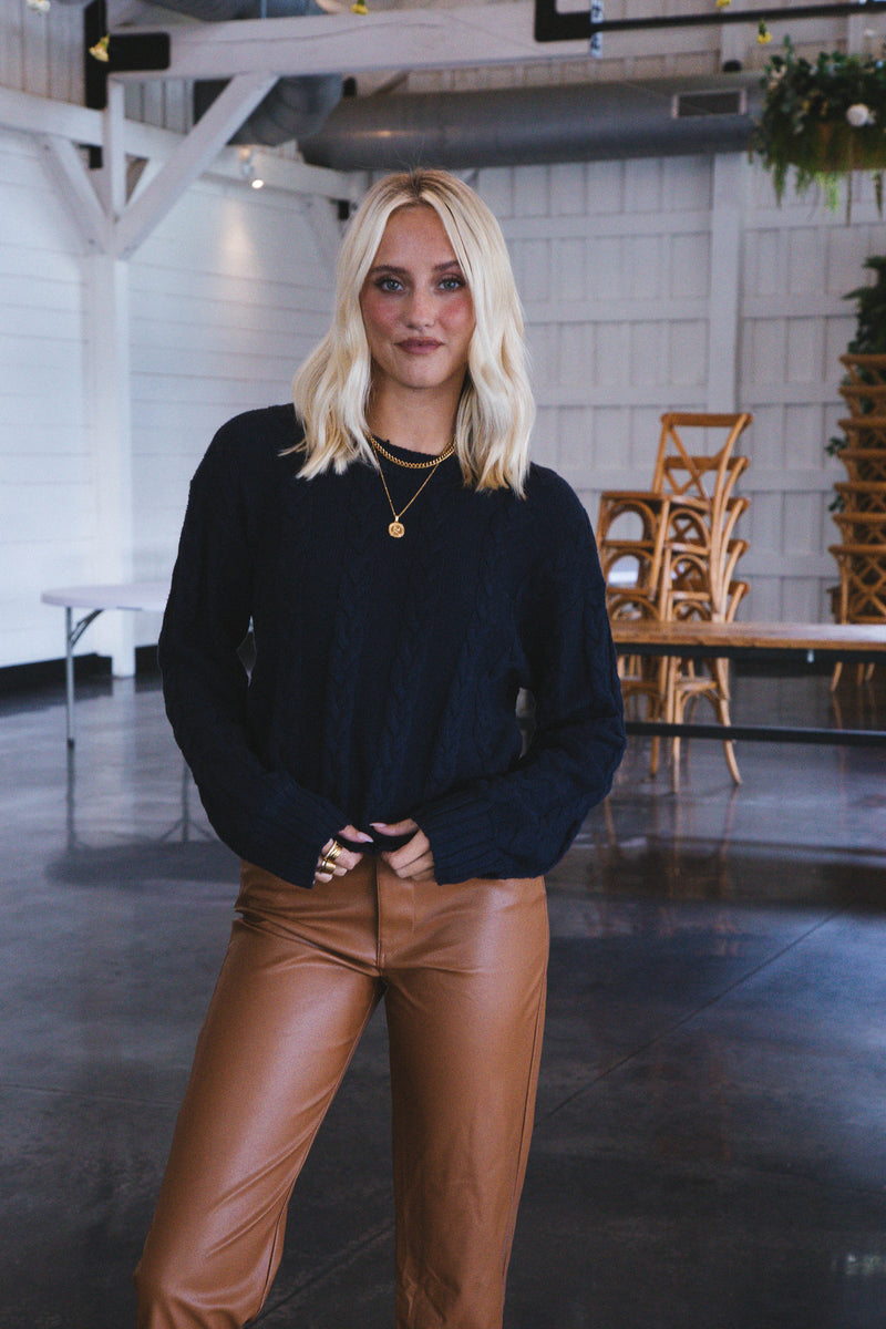 The Cable Sweater, Navy Reflect | Sanctuary