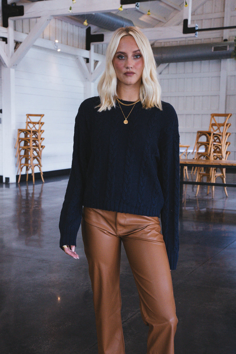 The Cable Sweater, Navy Reflect | Sanctuary