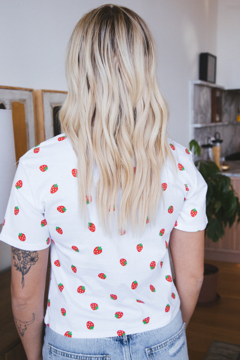 Strawberry All Over Graphic Tee, White