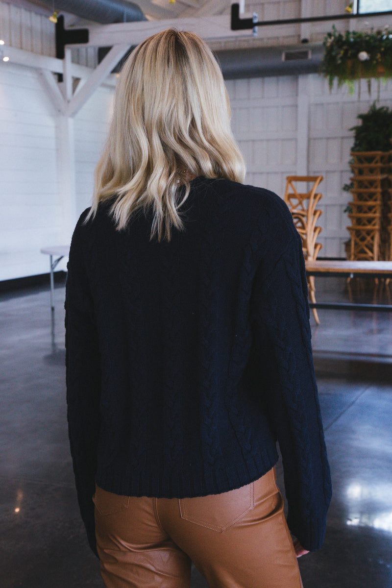 The Cable Sweater, Navy Reflect | Sanctuary