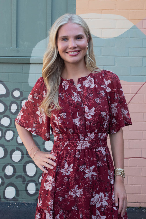 Judith Floral Maxi Dress, Wine