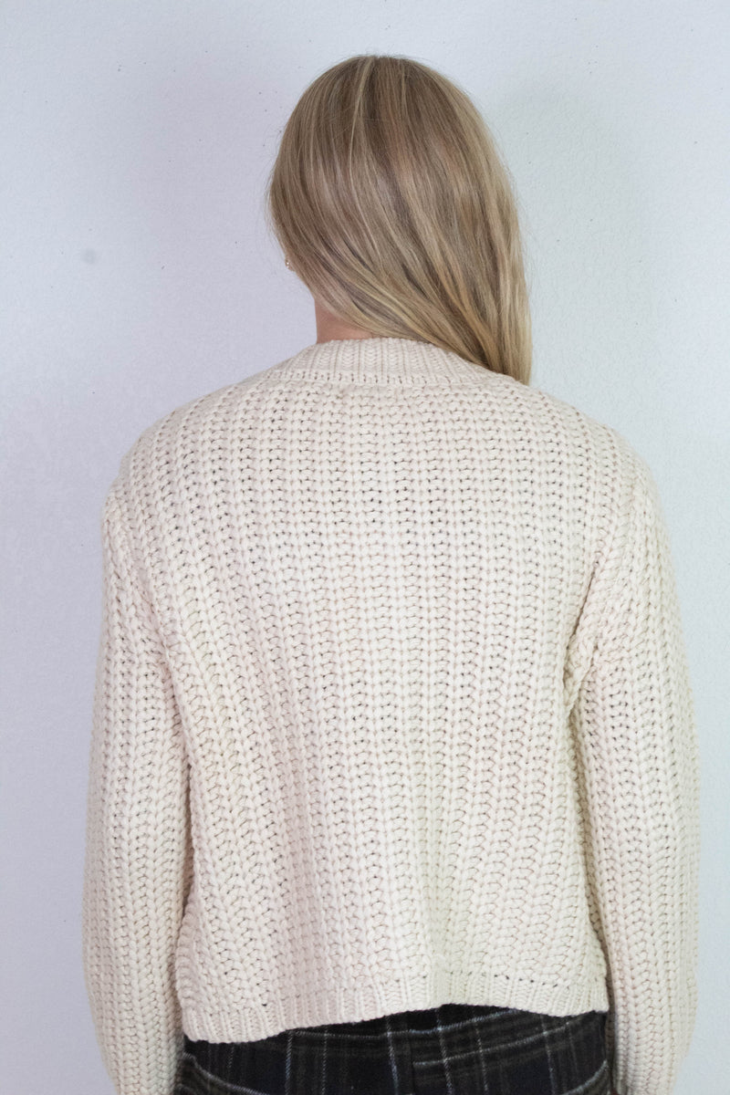 Clara Gold Button Cardigan, Cream