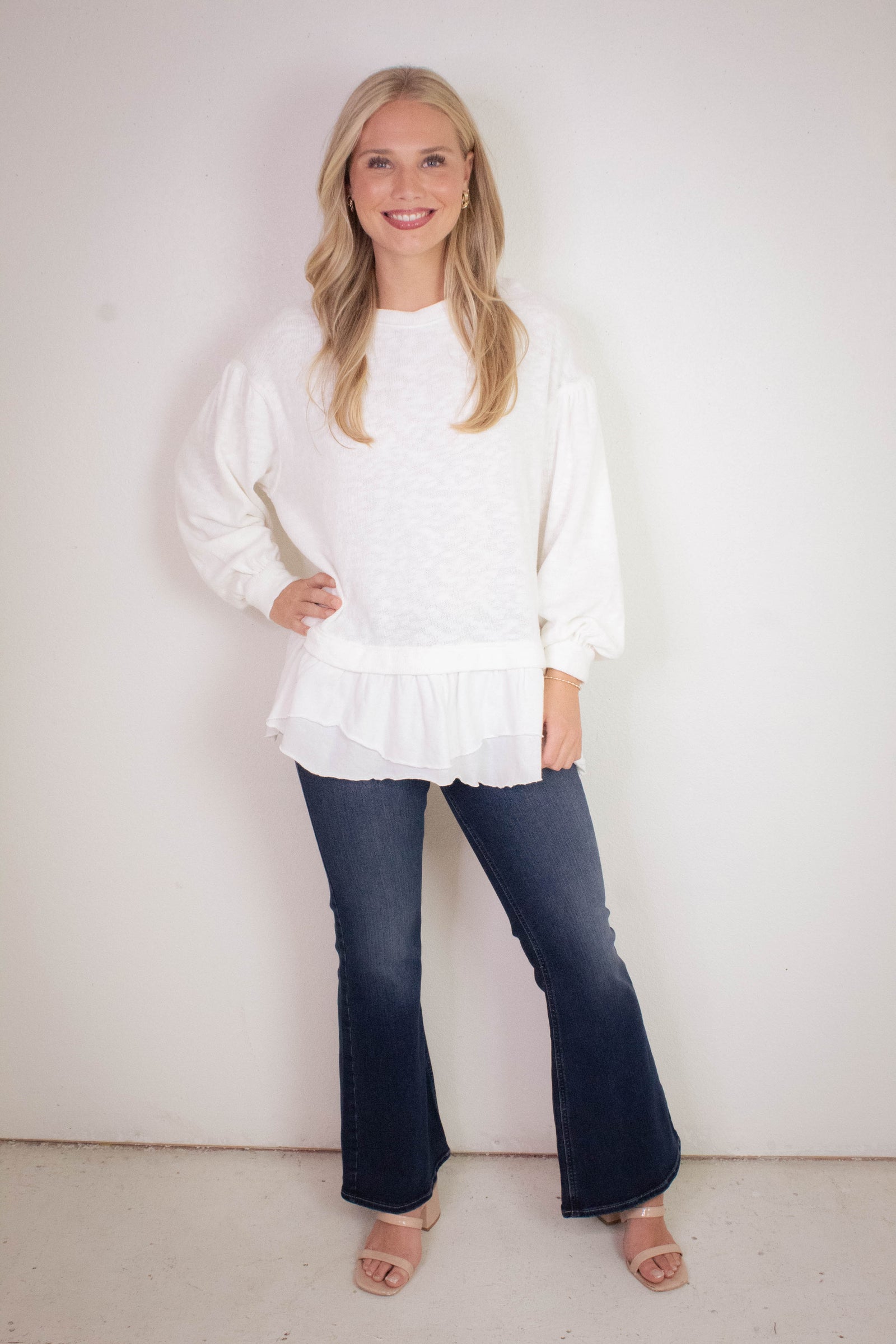 Maddie Long Sleeve Top, Clean Ivory | Free People – North & Main