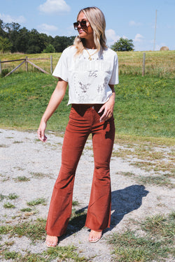 Brooks Corduroy Flare Pants, Redwood