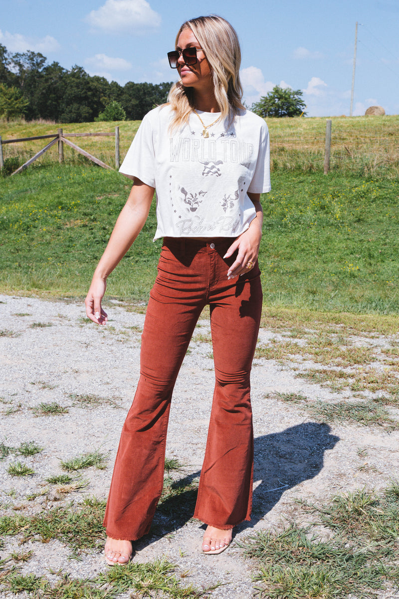 Brooks Corduroy Flare Pants, Redwood