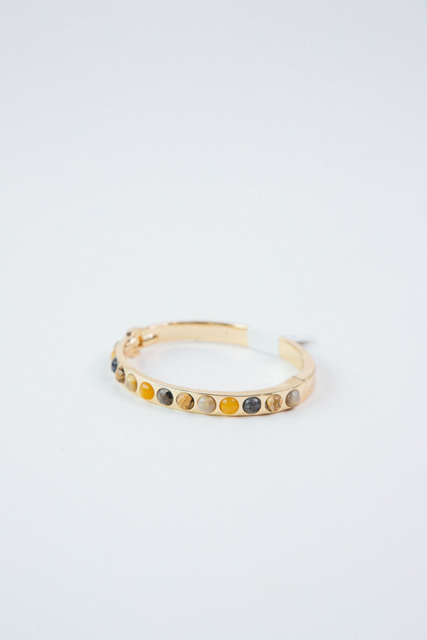 Kara Hinge Bangle Bracelet, Gold/Jade