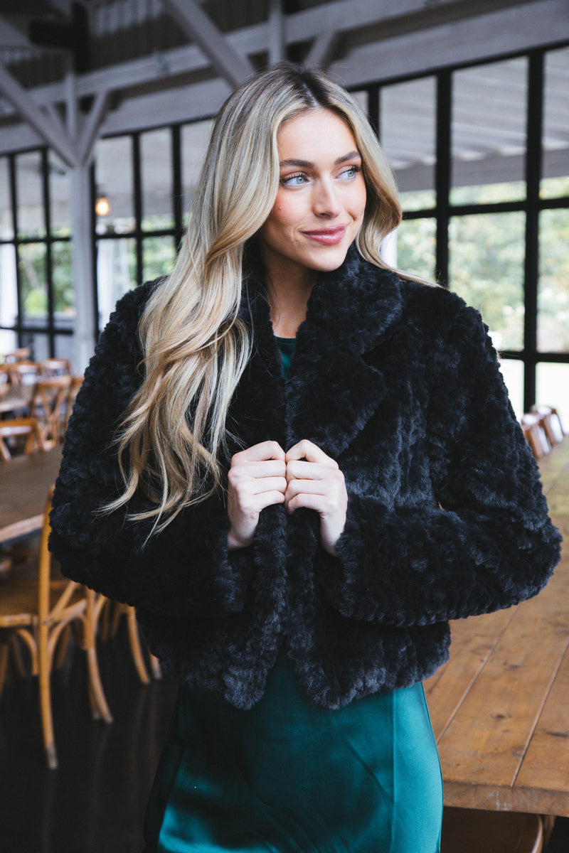 Connie Faux Fur Jacket, Black