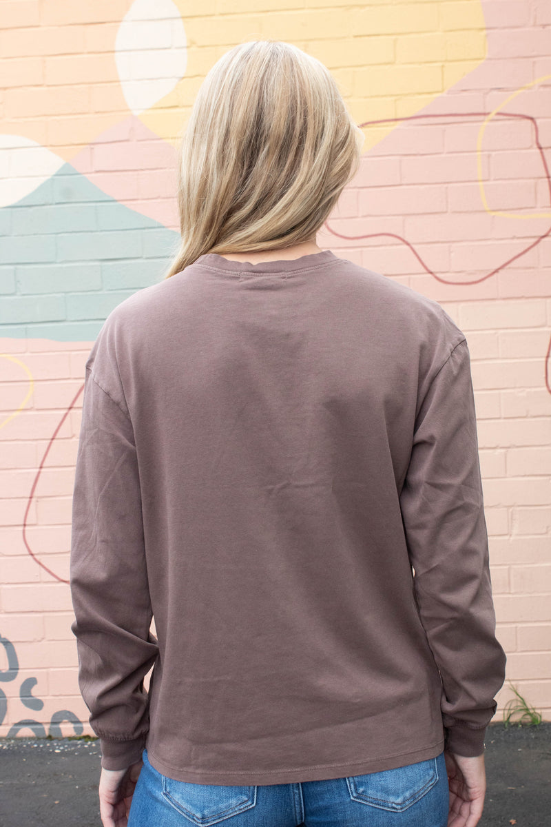 Raine Round Neck Garment Dye Tee, Brown