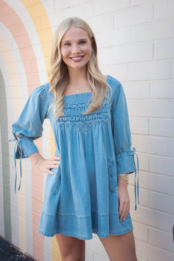 Sonora Denim Mini Dress, Cornflower | Free People