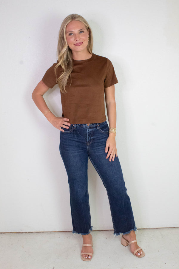 Ezra Faux Suede Top, Chicory Coffee | Steve Madden