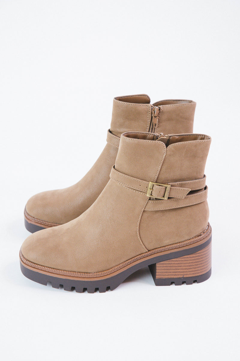 Affirm Lug Sole Bootie, Taupe Nubuck