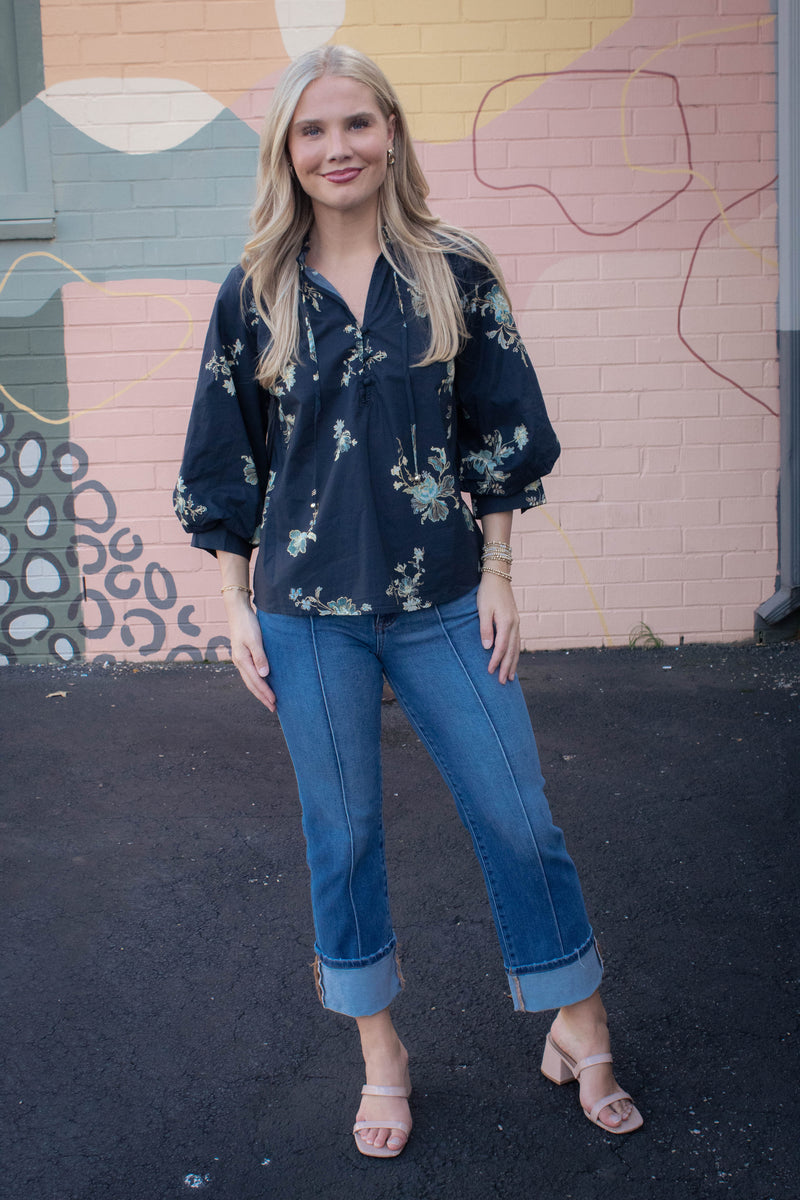 Melba Straight Wide Cuffed Jeans, Medium