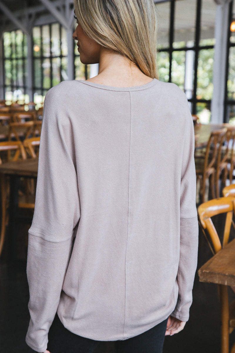 Sadie Oversized Soft Knit Top, Mocha