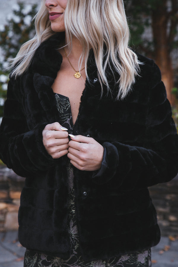 Callaway Faux Fur Jacket, Black