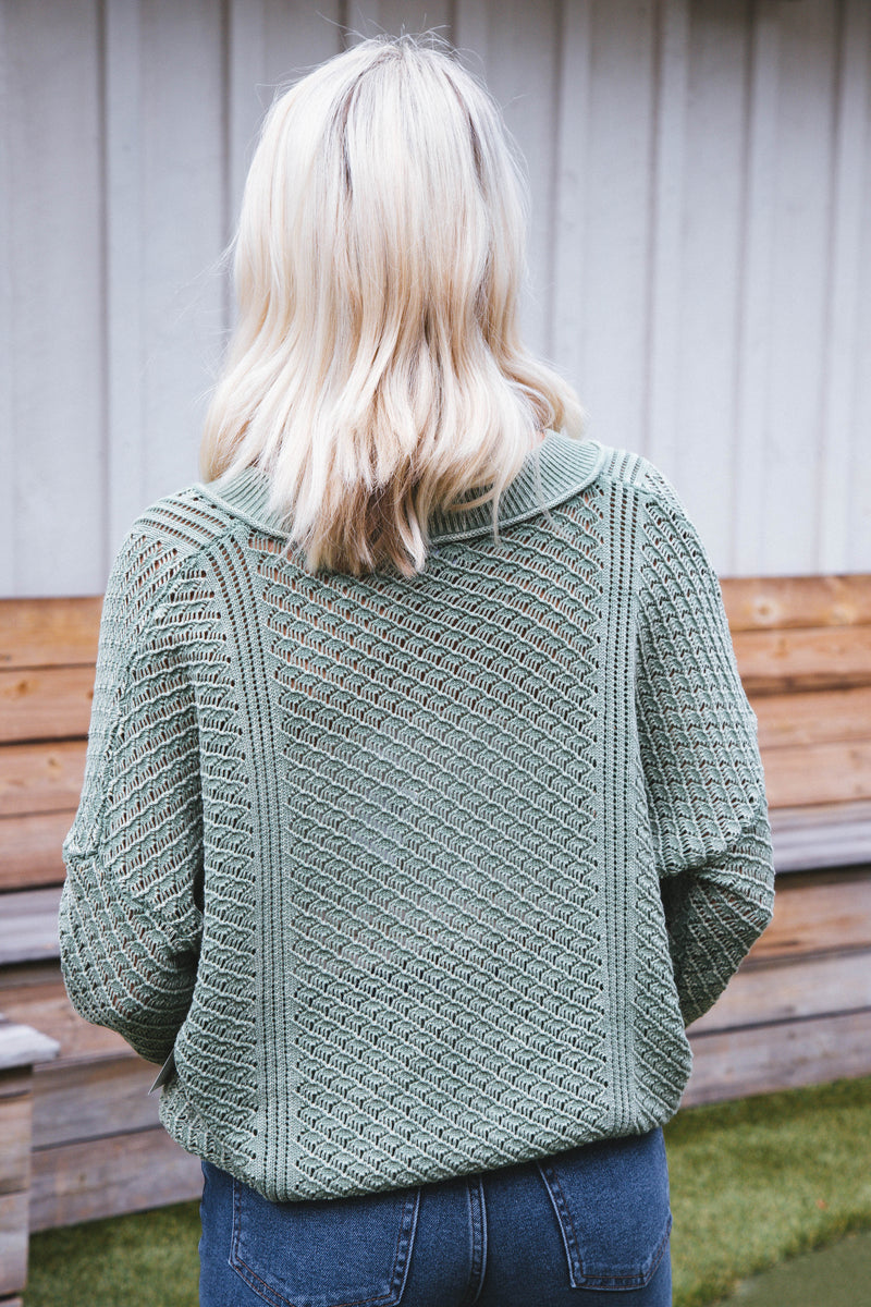 Chris Crochet Sweater, Sage