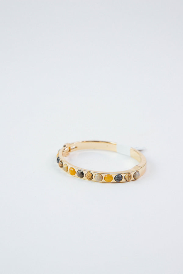 Kara Hinge Bangle Bracelet, Gold/Jade