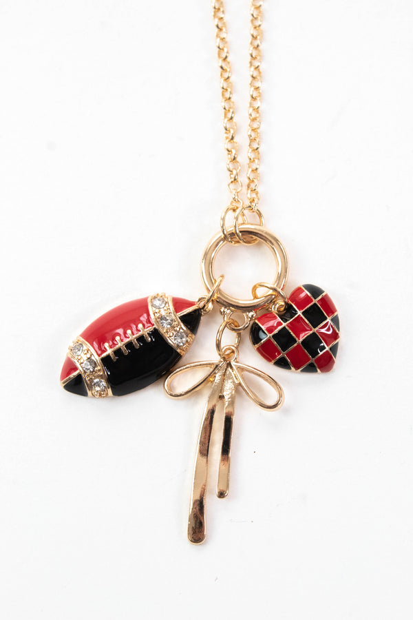 Gameday Charm Necklace, Red/Black