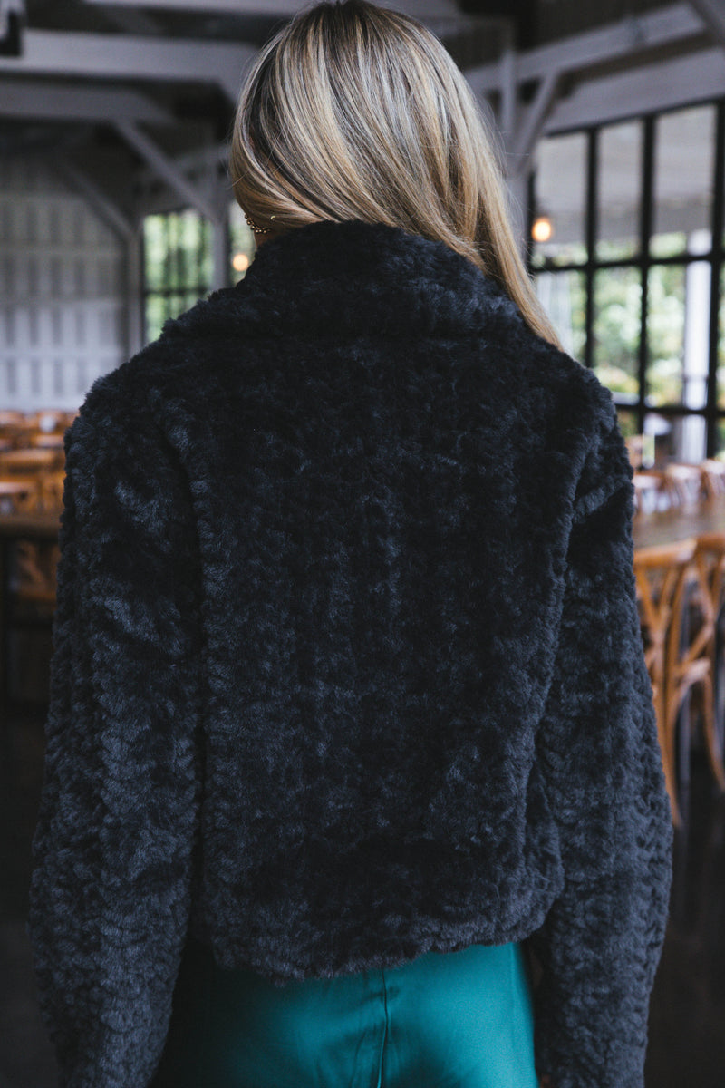 Connie Faux Fur Jacket, Black