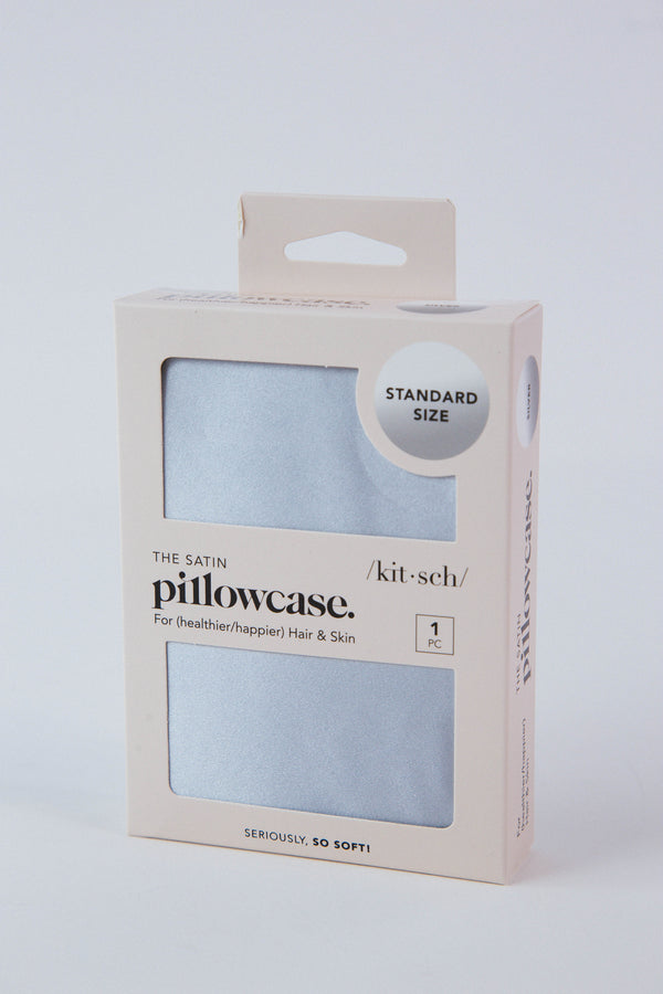 Satin Standard Pillowcase, Silver | Kitsch