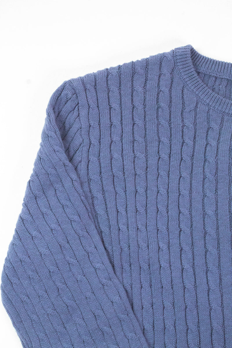 Iris Cable Knit Cropped Cardigan, Dusty Navy