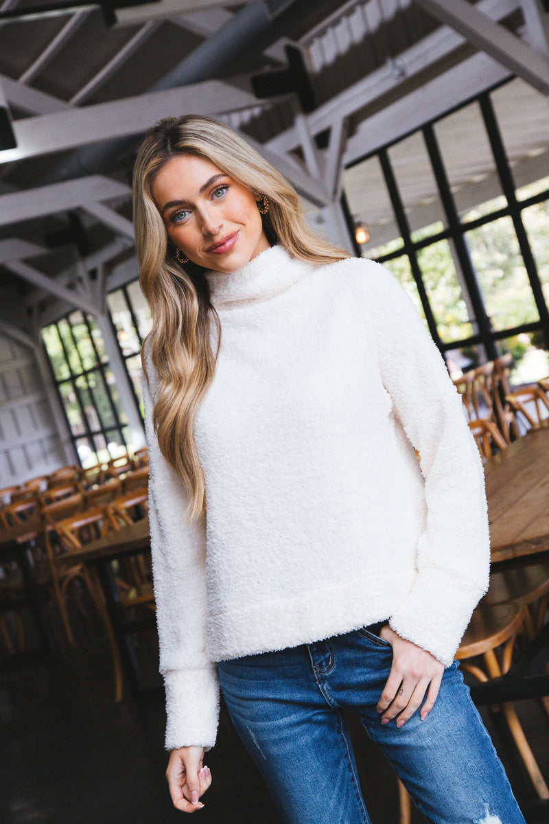 Ashlynn Fuzzy Solid Knit Top, Cream