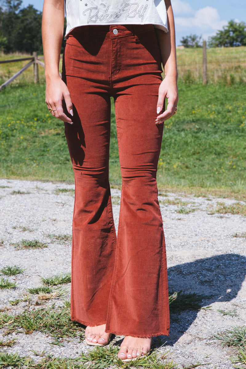 Brooks Corduroy Flare Pants, Redwood