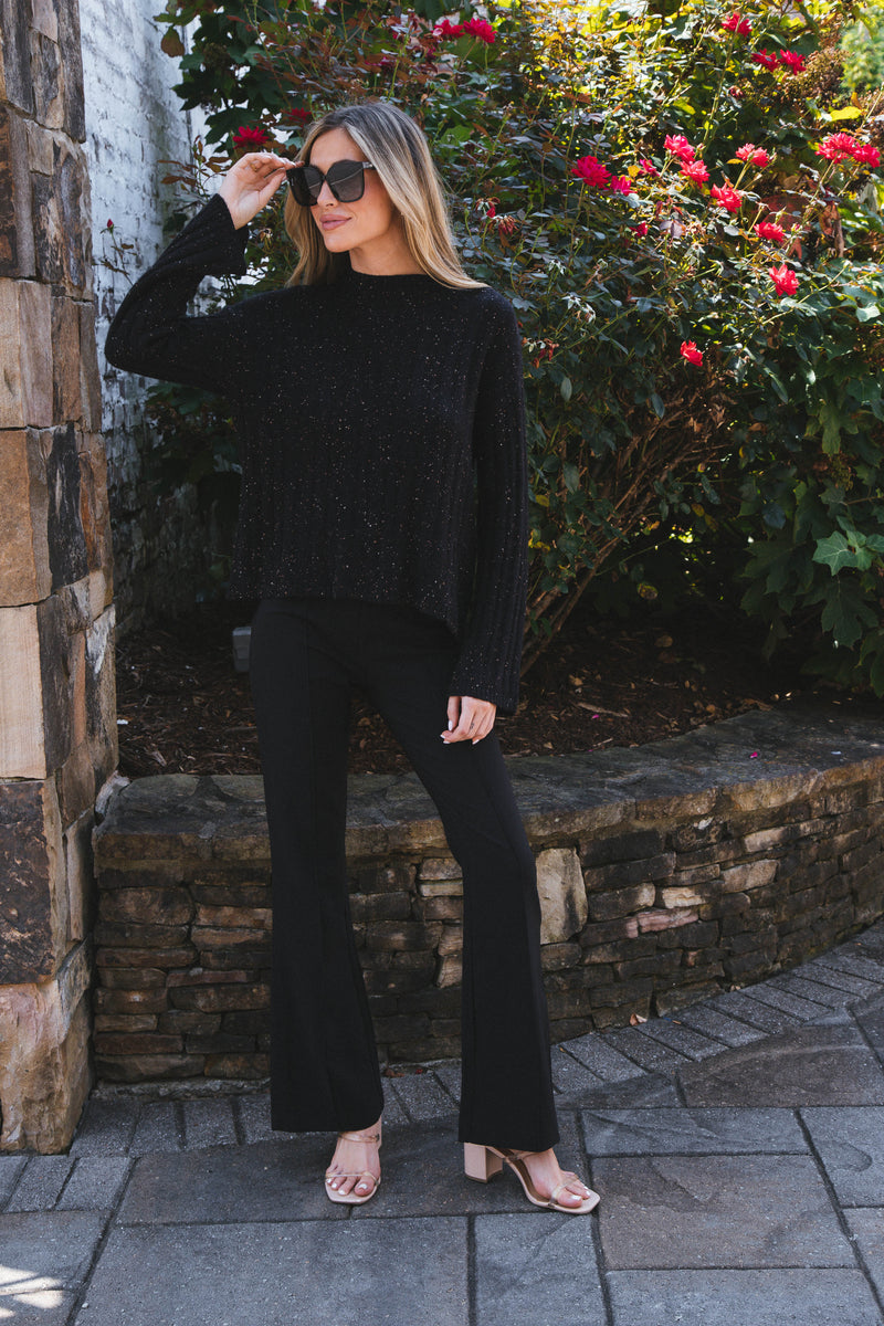 Aiden High Waist Flare Pants, Black