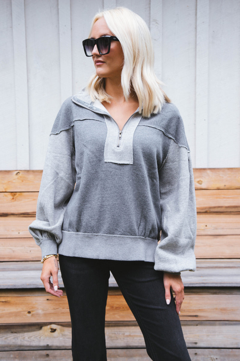 Kassey Half Zip, Heather Grey | Free People