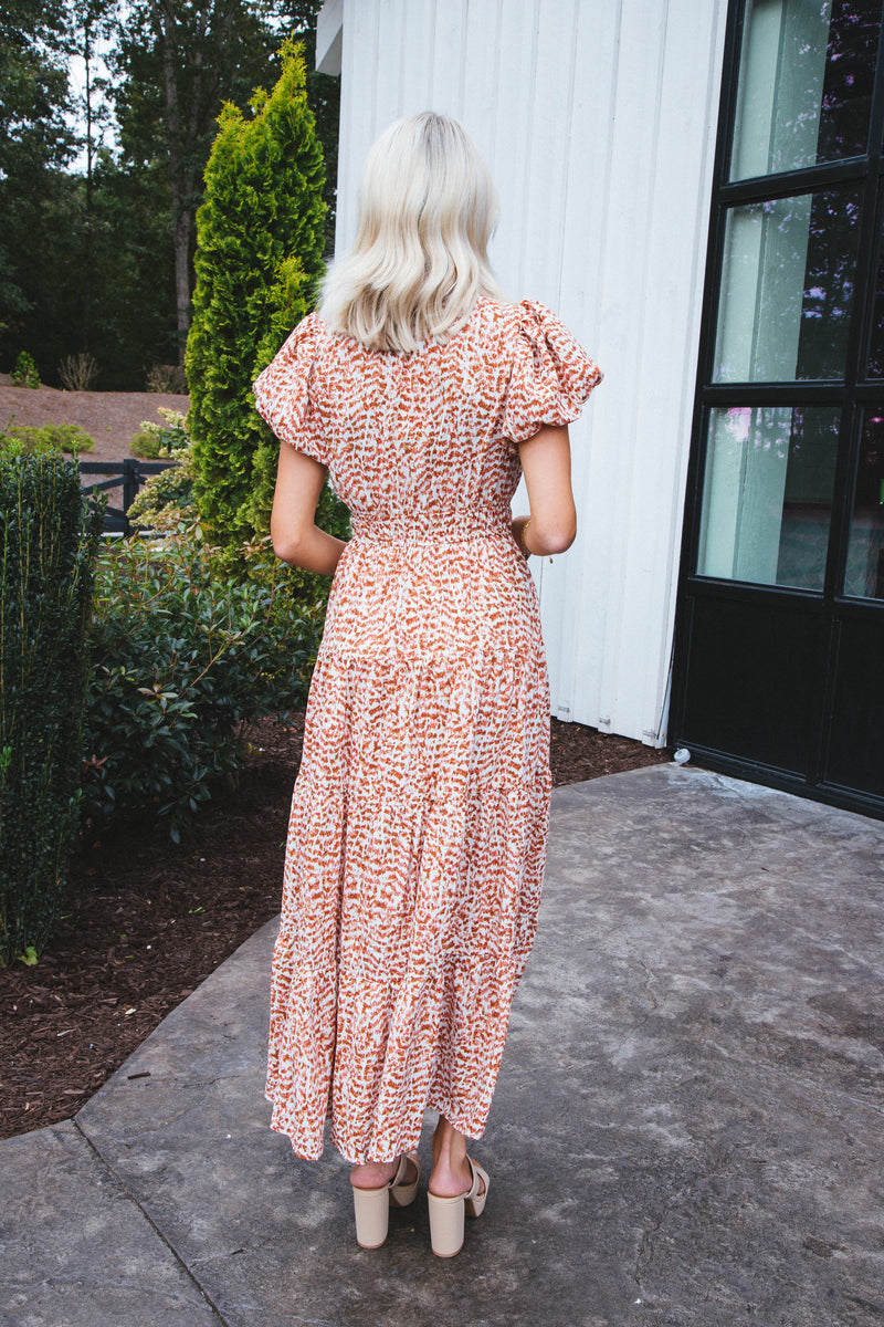 Carla Maxi Dress, Ecru/Rust