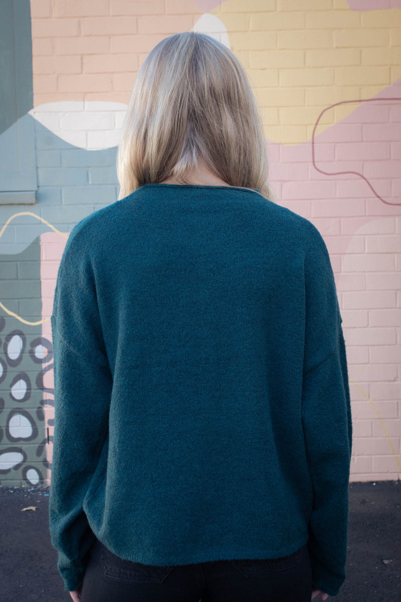 Odessa Cardigan Sweater, Hunter Green