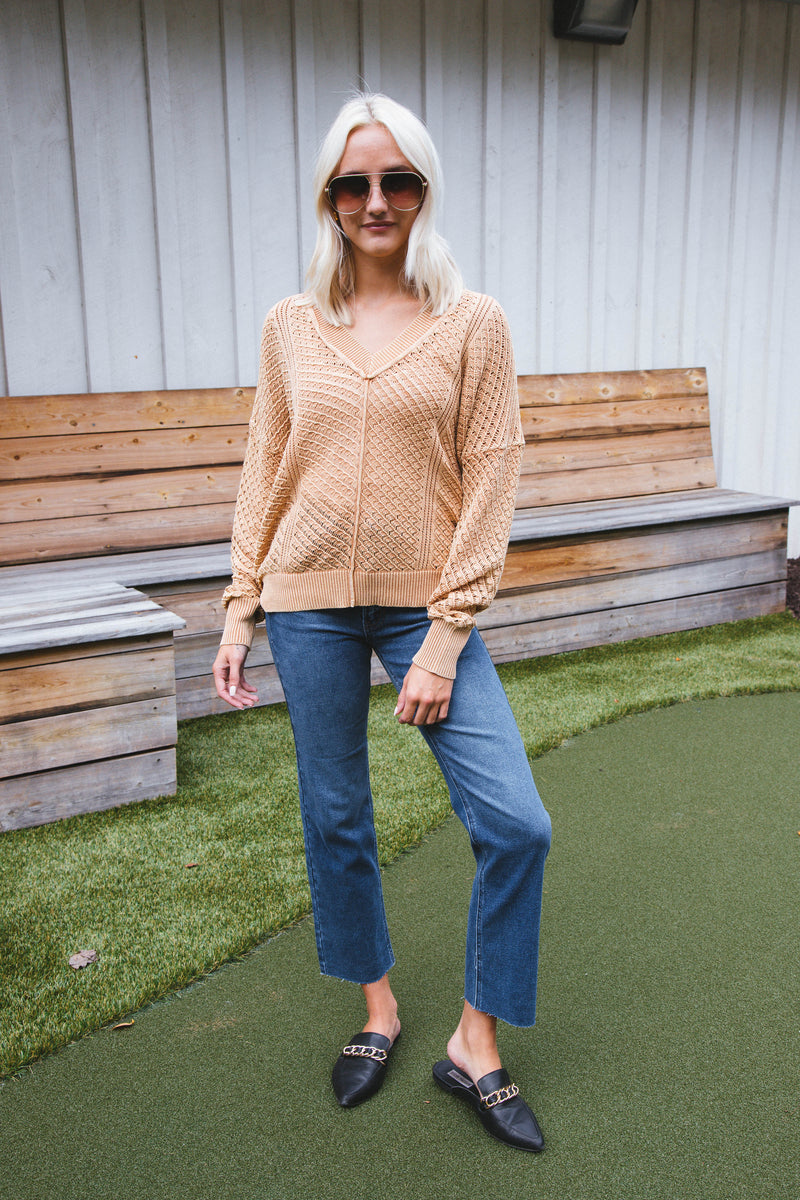 Chris Crochet Sweater, Taupe
