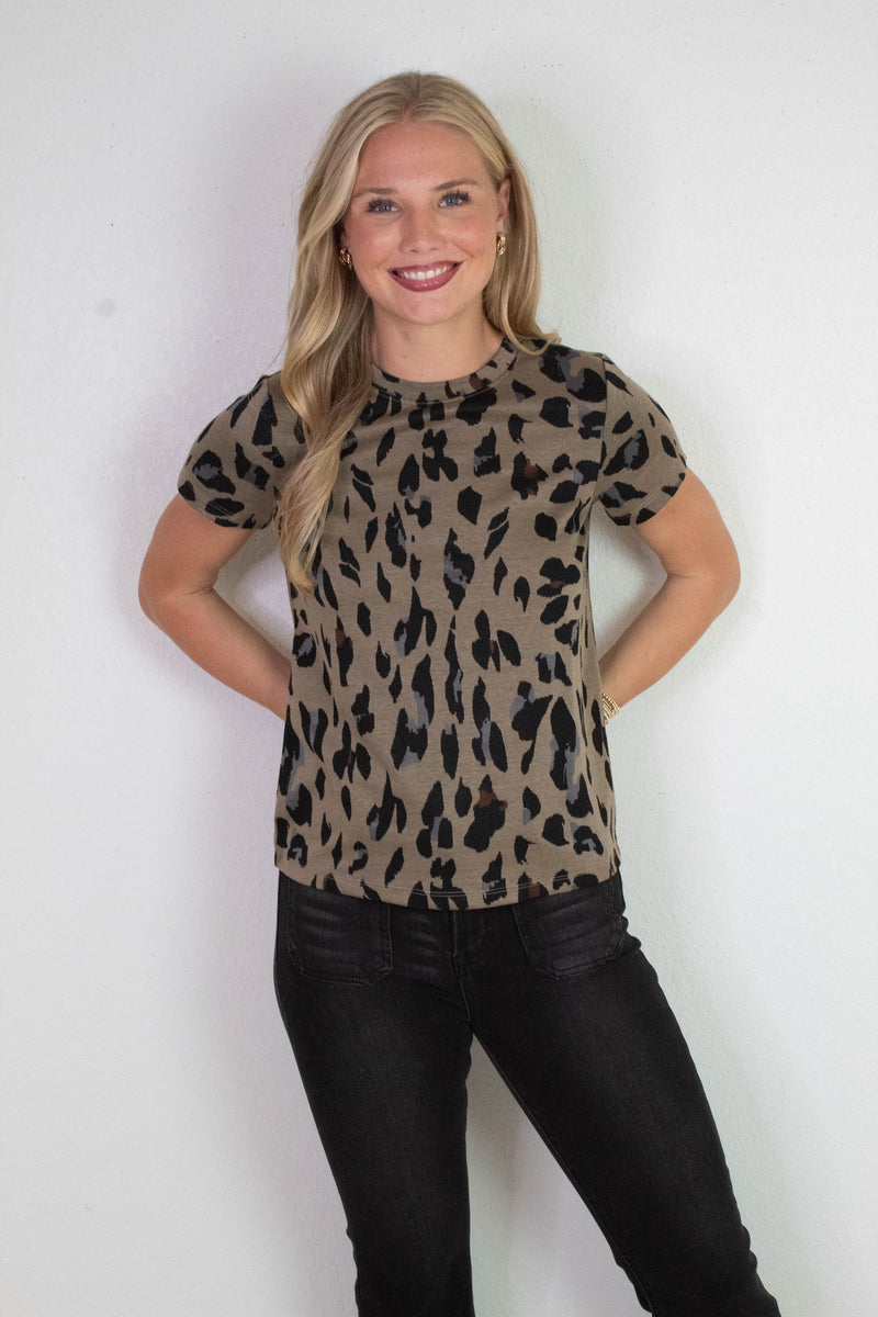 Double Knit Perfect Tee, Winter Leopard | Sanctuary
