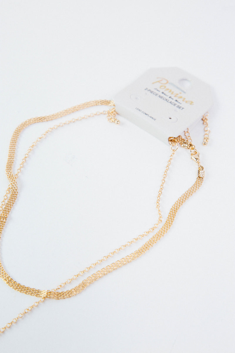 Maren Mesh Chain Dual Necklace, Gold