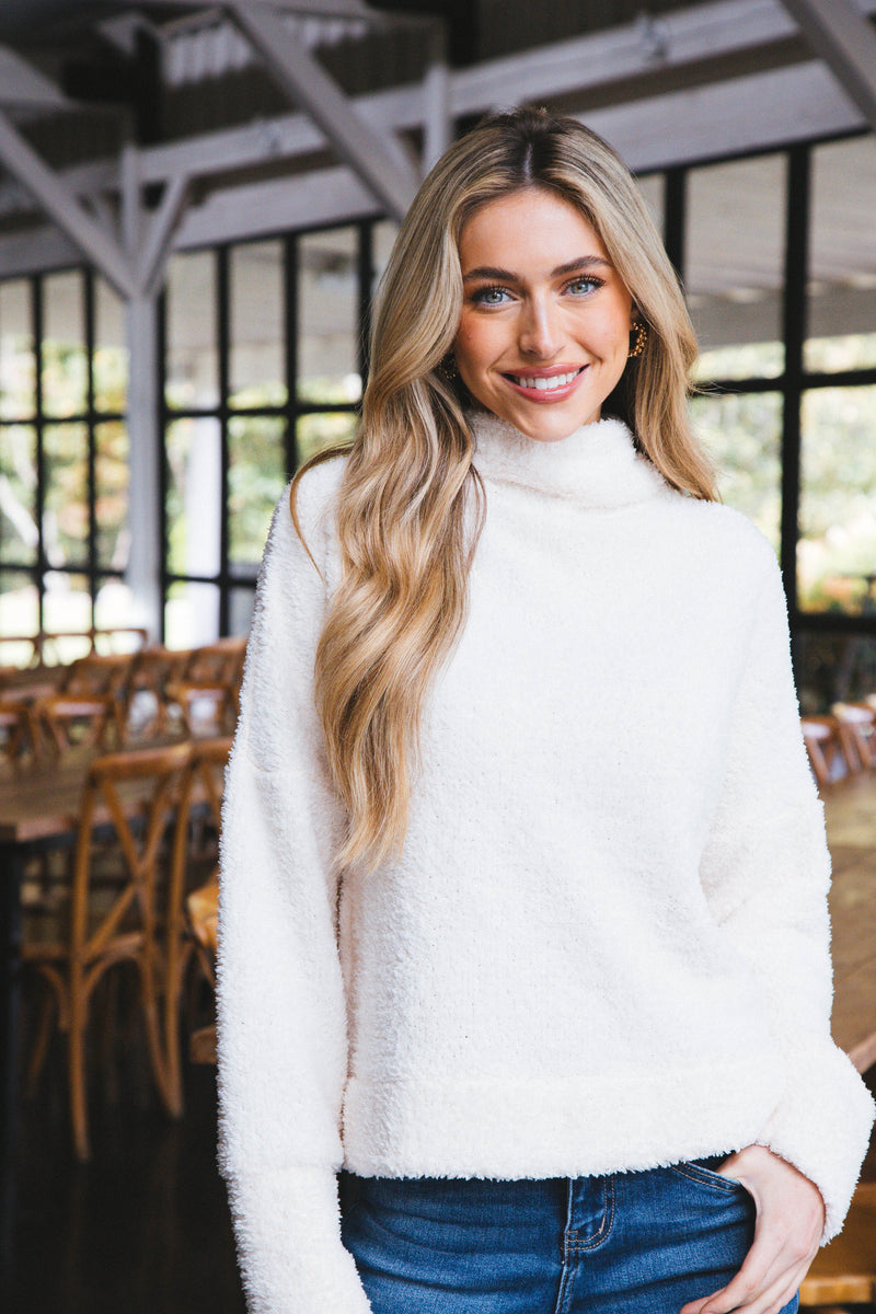 Ashlynn Fuzzy Solid Knit Top, Cream