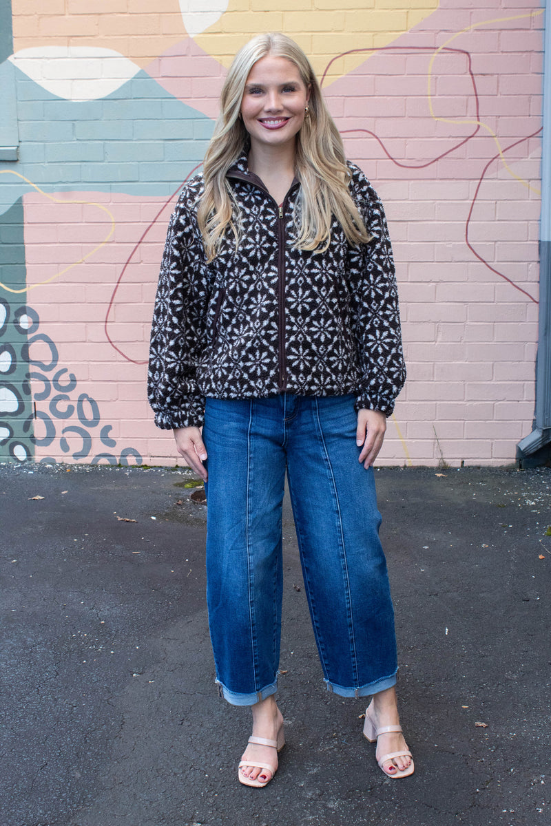 Maren High Rise Barrel Cuffed Jeans, Dark