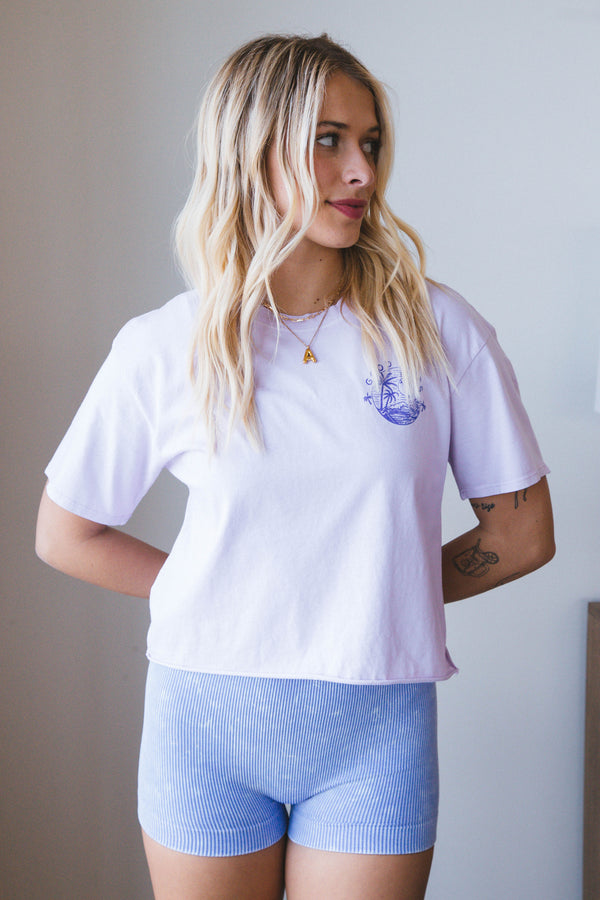 Good Vibes Cropped Graphic Tee, Lavender