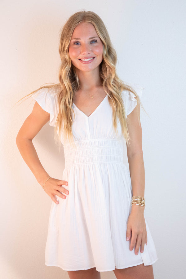 Lainey Solid Mini Dress, White