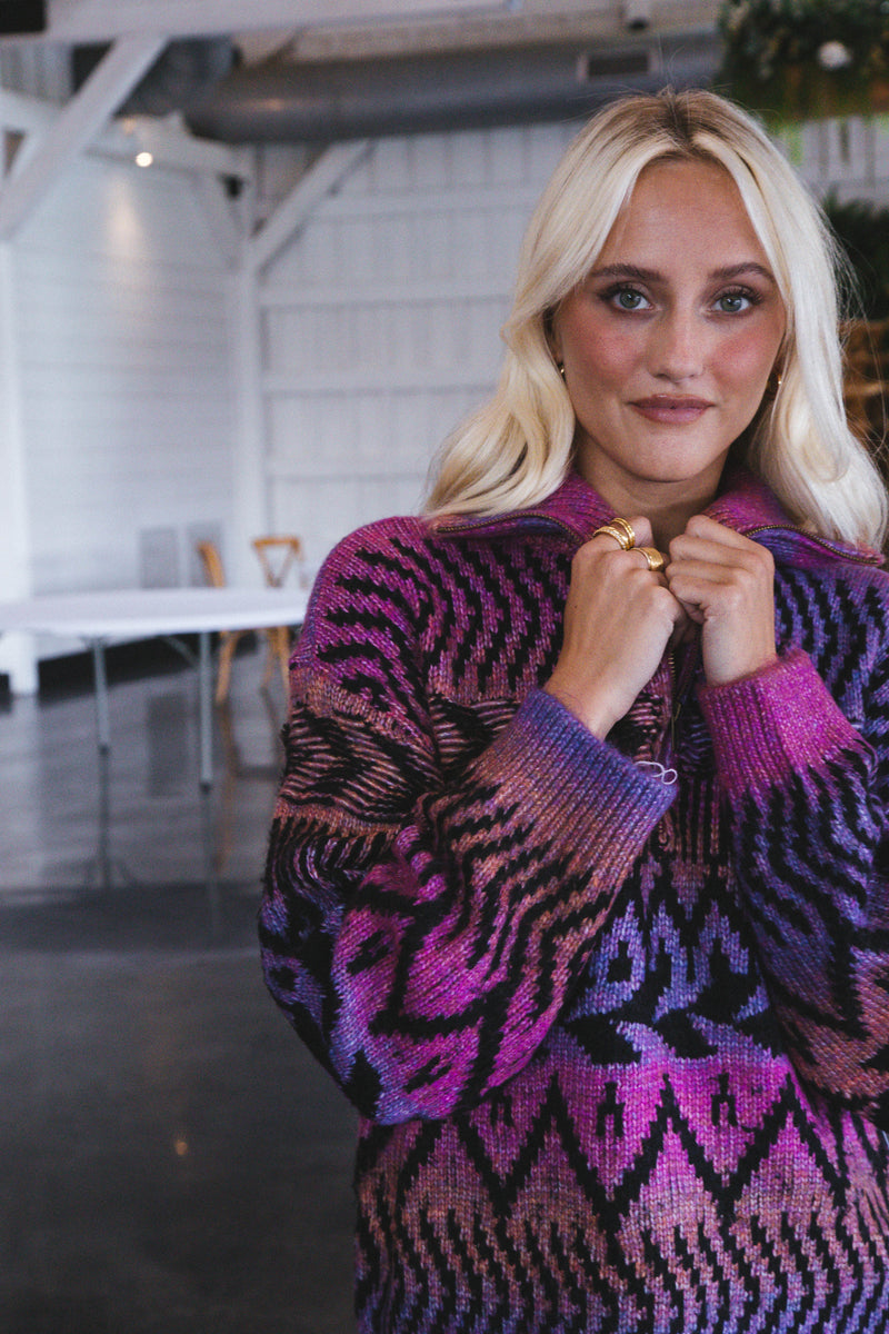 Harriet Sailor Neck Pullover Sweater, Multi Mix | RD Style