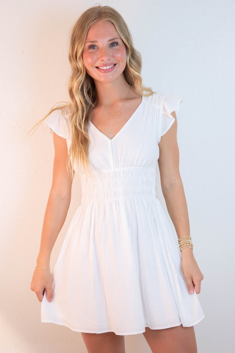 Lainey Solid Mini Dress, White