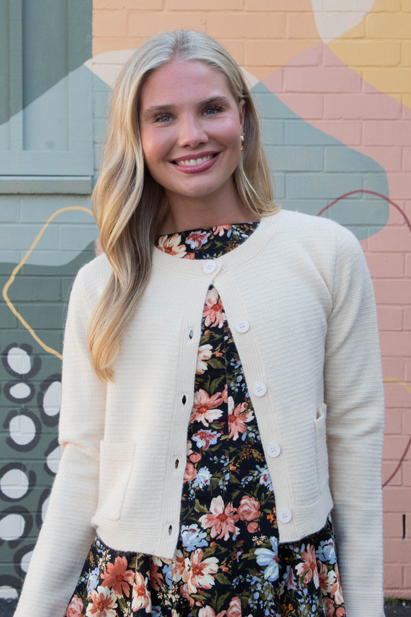 Eva Button Up Sweater Cardigan, Butter