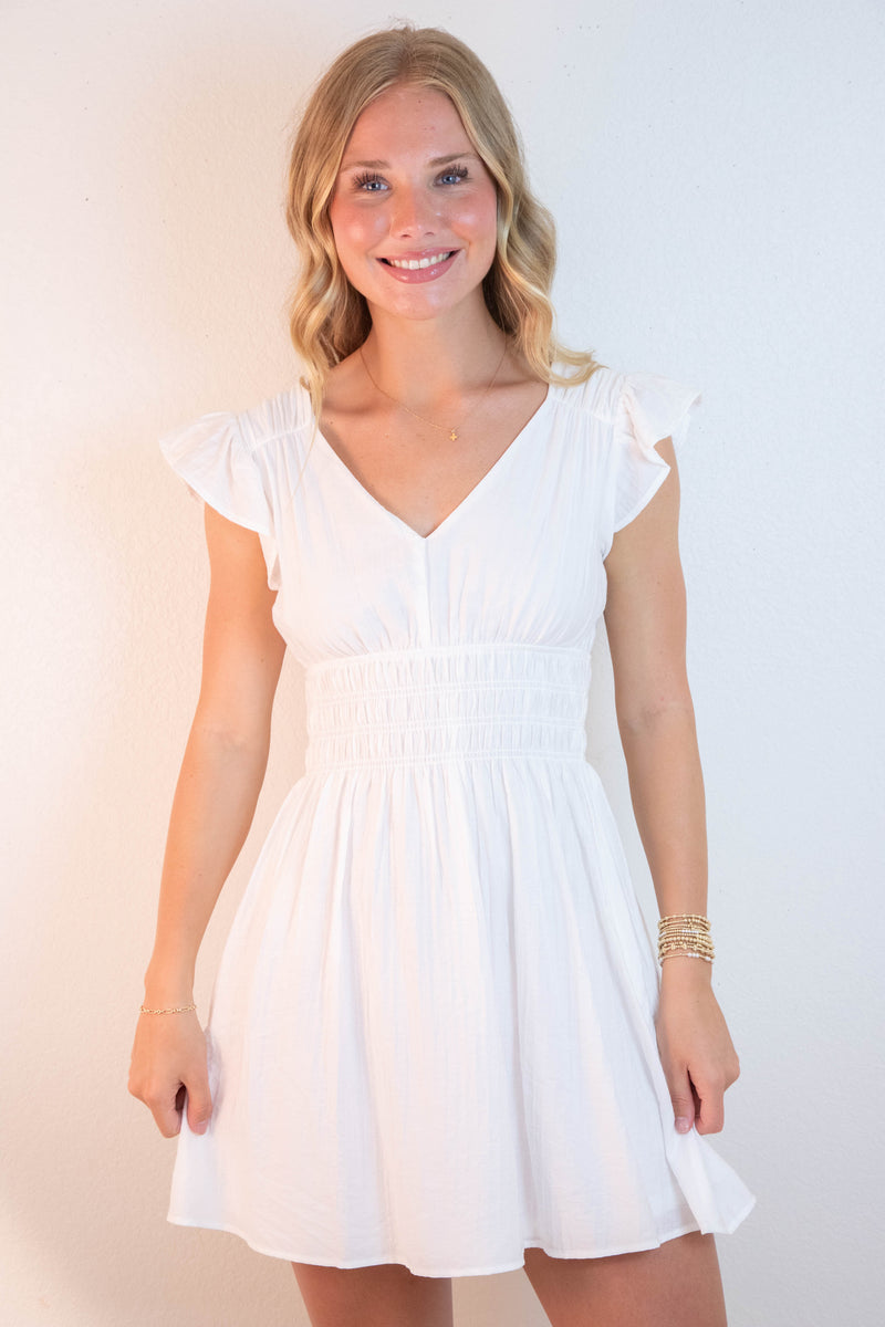 Lainey Solid Mini Dress, White